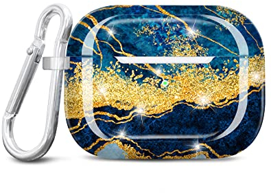 JIAXIUFEN Kompatibel mit AirPods Pro 2 Hülle Stoßfeste Silikon Kopfhörer Taschen Case Schutzhülle Zubehör mit Karabiner Kompatibel mit AirPods Pro 2 Generation, Dark Blue