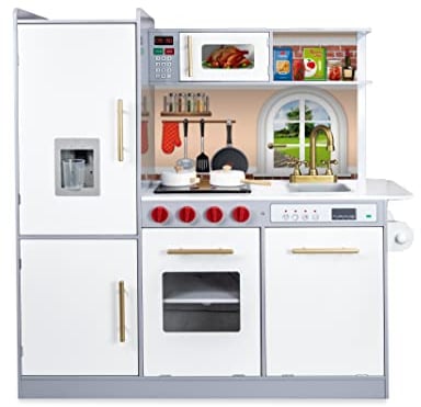 Teorema 40648 Jouet en Bois avec Assiette et Distributeur de Piles, Hauteur 102 cm, avec appareils et ustensiles de Cuisine