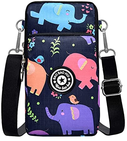 Handy Umhängetasche Universal Handytasche Brieftasche Wasserdicht Kleine Umhängetasche Kellner Geldbörse Handy Schultertasche Mini Crossbody Tasche Damentasche für - Frauen Sport im Freien (Elefant)