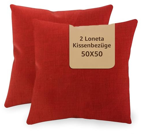 SONIT - Kissenbezug 50x50 cm - Sofa Kissen, Deko Kissenbezüge für Wohnzimmer und Schlafzimmer - 2er-Set - Made in Italy - Rot