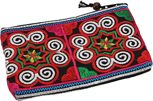GURU SHOP Geldbeutel/Kosmetiktäschchen mit Folklore Stickerei - Bunt, Unisex - Erwachsene, Synthetisch, 9x14x1 cm
