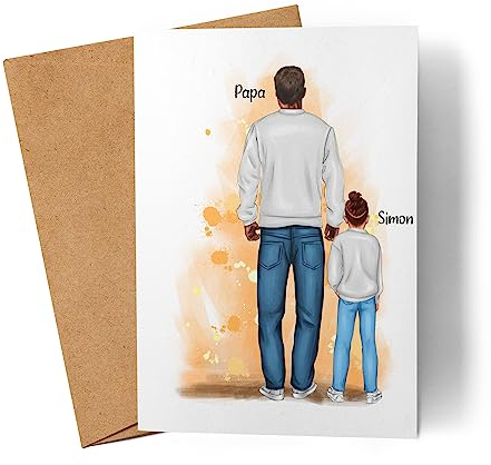 Kiddle-Design Vatertagskarte Personalisiert Grußkarte Namen | Für Papa Vater zum Geburtstag als Geburtstagskarte | Kind