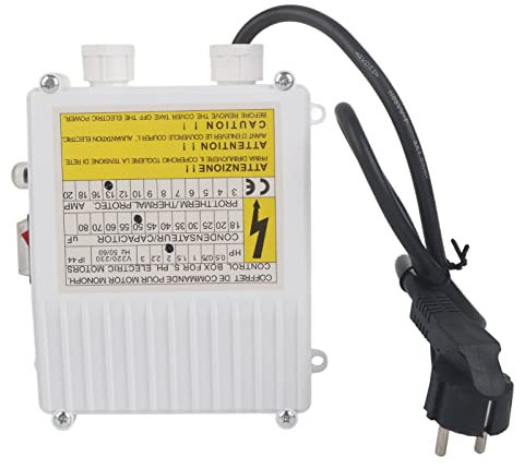 Boîtier de Commande de Pompe dans le Contrôleur de Disjoncteur Thermique Contrôleur de Pompe D'aspiration en Cuivre ABS pour Pompes D'aspiration Domestiques (1500W Prise UE 220V)