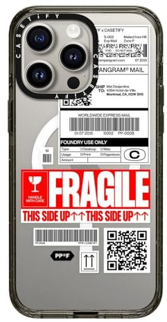 CASETiFY Impact Case for iPhone 15 Pro Max [4X Military Grade Drop Tested / 8ft Drop Protection/Compatible with Magsafe] - Stickers Prints - PP-0008 - Clear Black