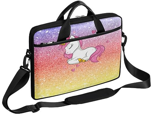 Laptoptasche mit Regenbogen-Einhorn-Muster, wasserdicht, für Business, Büro, Computer, Damen, Herren, Tier-Einhörner, Laptoptasche, geeignet für 13 Zoll, 14 Zoll, 15 Zoll Laptop Computer, wie