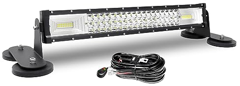 AUXTINGS 22 inch LED Light Bar With Magnetic Bracket Holder,12V Wiring Cable Kit,270W Triple Row Flood Spot Beam Driving Work Lamp for Vehicle Jeep Car Off road Truck SUV 4x4 trailer,6000K
