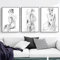 KemneT Abstrakte sexy weibliche Leinwandbild Wand Bilder Schwarz-Weiß-Akt-Skizze Poster Druckbilder Wohnzimmer Schlafzimmer Heimdekoration 50 x 70 cm x 3 ungerahmt
