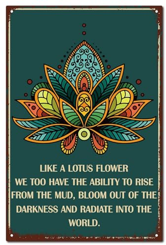 CREATCABIN Mandala Blechschild Vintage Metallschild Poster Retro Malerei Plakette Eisenschild Wanddekoration Kunstwand Hängeschild Dekorativ Für Café Büro Restaurant Zuhause Badezimmer 12 x 8 Zoll