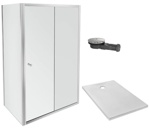 Jacob Delafon Receveur Douche Ipso 90x90 + paroi Porte pivotante Angle + bonde