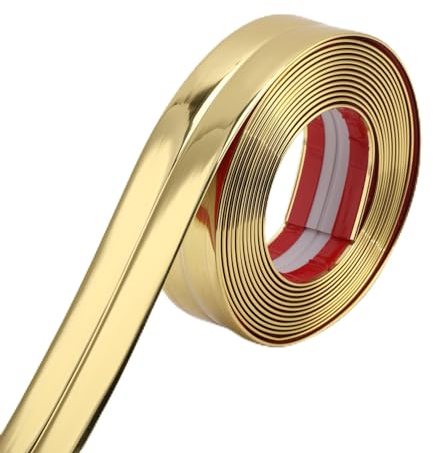 Trimold rembourrage mural multifonctionnel, protège - coins et bandes de calandrage pour la protection et la décoration des plinthes de cadre de porte de table, or brillant, 5m x 4cm