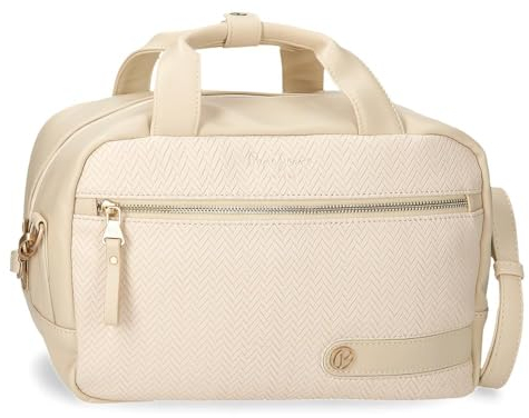 Pepe Jeans Sprig Sac à Dos décontracté pour Femme, Sac à Main, Porte-Monnaie et Portefeuilles, système RFID, Cuir synthétique de Joumma Bags, Beige, Talla única, Trousse à bandoulière