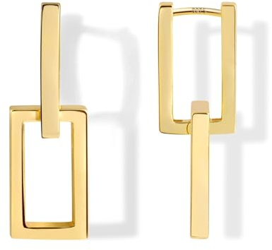 ALEXCRAFT 14K Creolen Gold Eckige Ohrringe Vergoldete Geschenk für Frauen Freundin Mama Mädchen