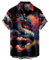 HAOLEI Short Sleeved Shirts for Men UK Sale Clearance Chinese Dragon Print Casual Shirts Summer Lightweight Regular Fit Turn-Down Collar Tops Button Down Hawaiian Vacation Shirt for Beach S-4XL
