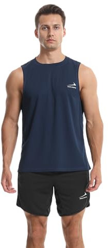 Herren Tanktop Gym Tshirt Muskel Fitness Training Laufshirt Fitness Tanks Ärmelloser T-Shirt Navy blau XL