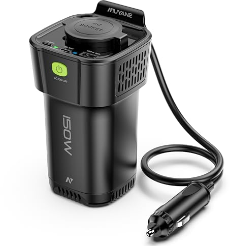 NIUYANE Spannungswandler Wechselrichter 12V auf 230V DC/AC Dual 30W PD und USB-A 3.0 18W zum Aufladen Ihres Laptops, iPad, iPhone, Tablet Und - Schwarz