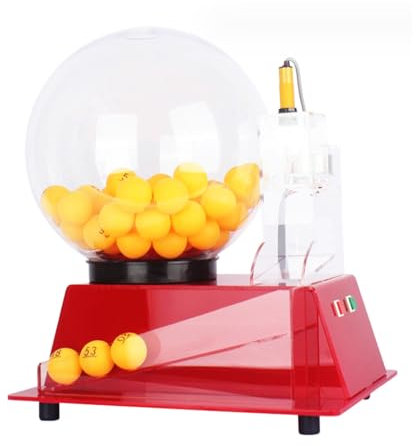KJHYYPP Máquina de lotería eléctrica Redonda, máquina de Bingo electrónica, Juego de Bingo Tradicional con 60/100 Bolas, Jaula de Bingo para Grupos Grandes (Red 60A)