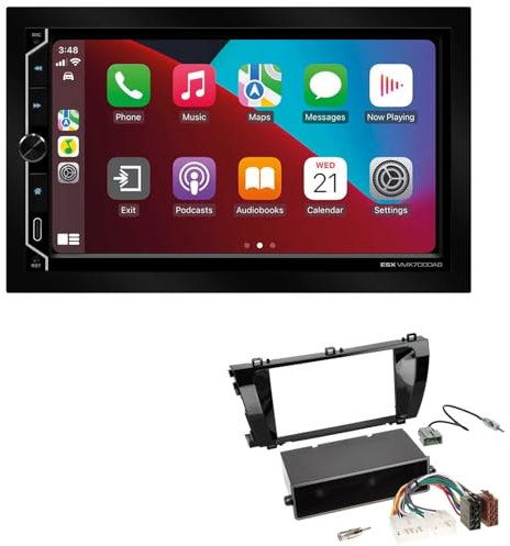 ESX VMX700DAB 2-DIN Autoradio kompatibel mit Wireless Apple CarPlay Android Auto Bluetooth DAB+ passend für Toyota Corolla Stufenheck ab 2014 schwarz