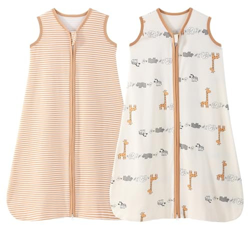 Looxii 2er Pack Baby Schlafsack Sommer 100% Baumwolle Sommerschlafsack 0.5 Tog Babyschlafsack für Neugeborene Jungen Mädchen 12-18 Monate