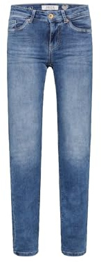 SOCCX Damen Jeans RO:My Regular Fit | Bequeme Stretch Denim mit geradem Bein, mittlerer Bundhöhe & formstabilem Alltag, Büro & City-Looks | Blue Vintage, 34, 34