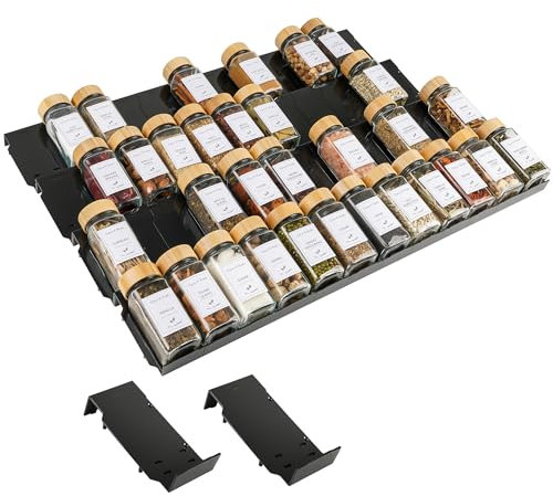 Pameil Gewürz Organizer, 36 Stück Patchworkable Gewürzregal Schubladen, Acryl Schubladeneinsatz für die Küche zur Gewürzaufbewahrung (ohne Gewürzdosen)
