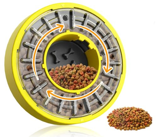 11.8In Dog Puzzle Toy Feeder Rotate Lid Slow Feeder Dog Bowl for All Puppy Puzzle Brain Games Puppy Game Toy Level 2 Keep Busy Food Treat Dispensing Slow Down Eating