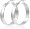 ALEXCRAFT Breite Creolen Silber 925 Große Ohrringe Gross Damen Chunky Large Silver Hoop Earrings Women 925 für Frauen Freundin Mama Mädchen 40MM