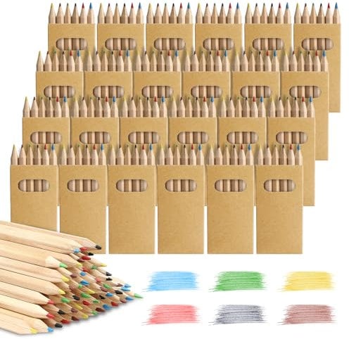 Lociban Set di 20 Scatoline con 6 Matite Colorate, Non Tossico Set di Matite Colorate, per Feste di Compleanno per Bambini e Aule Scolastiche