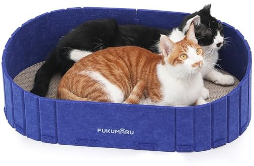 FUKUMARU Rascador para Gatos, Sofá de 61 cm en Forma de sofá para Gatitos, Almohadilla de rascado Reversible y Desmontable, Recambio de rascador Redondo, Cat Scratcher Bed for Indoor Cats, Azul
