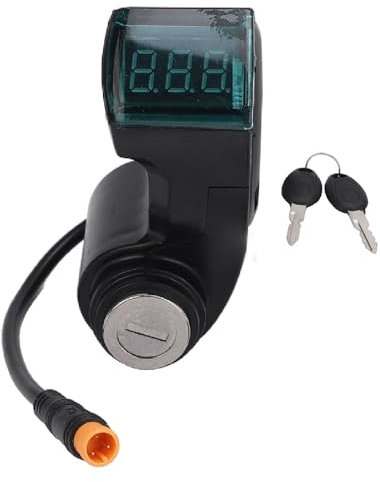 3 Pin Handlebar Switch Lock, Electric Scooter Ignition Lock Replacement with Digital Display and 2 Keys for M5 E-Bikes Modification Accessories