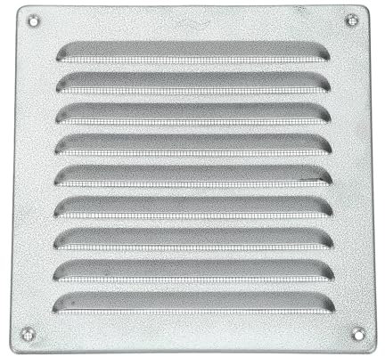 PATIKIL 8x8 Inch Aluminum Vent Cover, Screen Air Grille Ventilation Cover HVAC Louvered Grill for Home Kitchen Fireplace Bathroom Wall Ceiling, Dark Silver