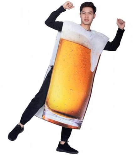 Tsffae Adult Beer Bottle Fancy Dress October Beer Festival Halloween Costume Stag Do Parties Stein Oktoberfest Novelty Dress Up Outfit for Men