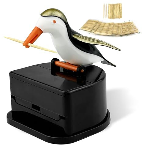 cersaty Zahnstocherspender, Kunststoff Zahnstocherhalter Vogel Zahnstocher mit 100 STK Zahnstocher für Küche, Zuhause, Party, Lustiges Geschenk(Die passende Zahnstocherlänge ist 6.3-6.7cm)