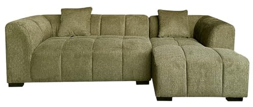 Riess Ambiente Modernes Ecksofa City - 245cm - Strukturstoff - grün - 3-Sitzer Couch inkl. Kissen Eckcouch Sofa Wohnlandschaft
