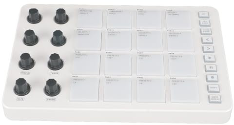 POENVFPO Drahtloser Midi -Controller mit 16 RGB -Hintergrundbeleuchtungspads und 8 Zuweisbaren Knöpfen USB Midi Pad Controller für GarageBand Grund Studio One Color: Schwarz