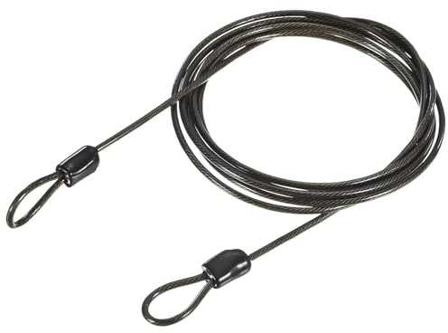 TA-VIGOR 1Pcs Security Steel Cable, 2.5mm x 2m / 6.56ft Coated Safety Wire Rope with Double Loop, Flexible Security Cable Lock for Bike, Luggage, Travel and Outdoor Use, Black