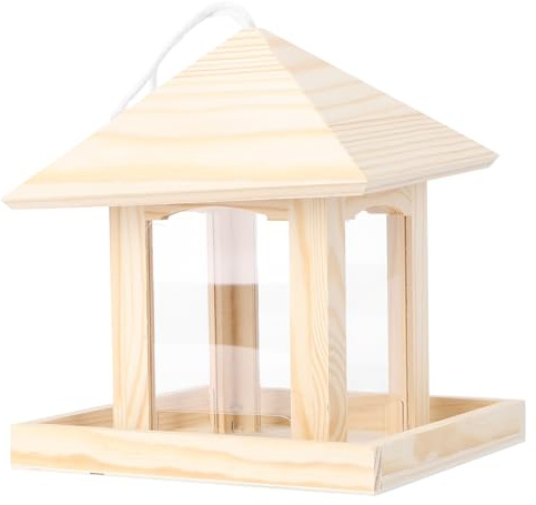 EPIGEIST Outdoor Vogelhäuschen aus Holz Hängender Vogelfutterspender Wetterfest für Garten Balkon Vogelfutterhalter Dekorativ Langlebig