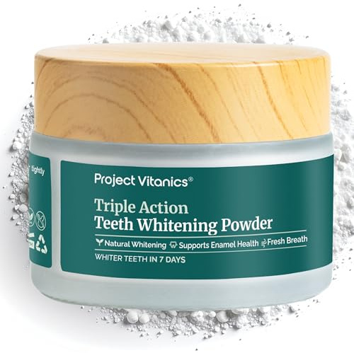 Project Vitanics Pap+ Teeth Whitening Powder, Nano Hydroxyapatite, 50g | Non-Peroxide Tooth Whitening Powder, Enamel Safe, Enzyme-Powered, Essential Oils & Natural Kaolin, CPSR Certified