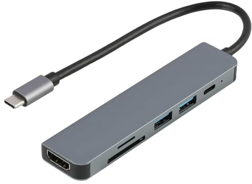 USB C Hub 6 in 1, USB C Hub with SD Card Reader, Multiport Adapter with 4K HDMI USB 3.0/2.0 SD Micro SD Card Reader & 100W Power Delivery, for Laptop Tablet Smartphone Expansion Office Home Travel Use