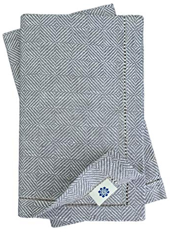 Linen & Cotton Qualität 4 x Stoffservietten Servietten Stoff Leinenservietten Scandi mit Hohlsaum -100% Leinen, Grau (44 x 44cm) Modern für Hochzeit Gastronomie Hotel Restaurant Cafe Dinner Party Fest