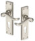Pair of 155mm Satin Scroll Door Handles Full Sets with a Euro Profile Lock Lever on Backplate Nickel Front Back Door Lock