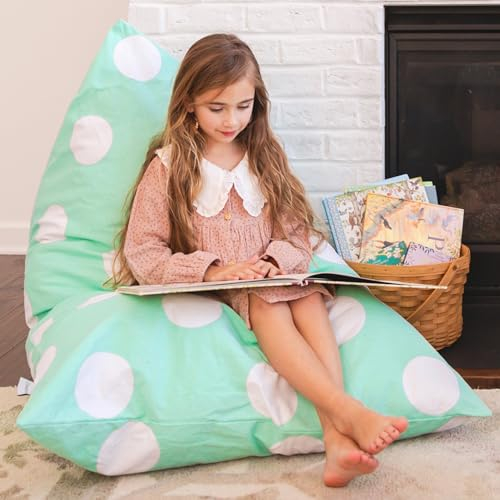 HEYOMART Butterfly Craze Stuffed Animal Storage Bean Bag Chair – Stuff ‘n Sit Toy Bag Floor Lounger for Kids, Teens and Adult |Extra Large 200L/52 Gal Capacity |Premium Cotton Canvas (Teal)