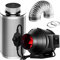 VIVOSUN Abluftset 100mm Rohrventilator,323m³/h EC-Motor Abluftventilator mit Luftkohlefilter und Abluftschlauch,leiser Rohrlüfter,R4 Rohrventilator für Indoor,Growzelt und Gewächshaus Hydrokultur