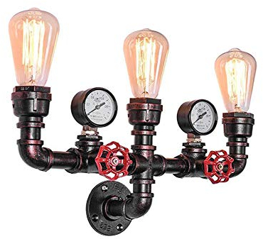 Wasserrohr Retro Lichter Wohnzimmer Wandlampe Rustikale Kerze Wandleuchte Industrial Vintage Kupfer Eisen Rohr E27 Pendelleuchte Schlafzimmer Küchenlampe Wandleuchten Keine Lichtquelle,3 bulbs