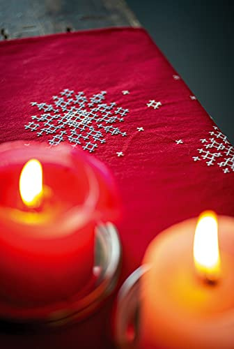 Vervaco Stickpackung Tischläufer Sticken Set Erwachsene Vorgedruckt Weihnachtsbäume & Waldtiere Stickläufer zum Selbersticken Vorgezeichnet Decke Sticken Plattstich 30 x 105 cm Kreatives Geschenk