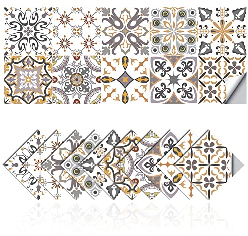 Cendray Fliesenaufkleber Mosaik Wasserdicht PVC Selbstklebende Dekoration Einfache Fliesenaufkleber Marokko Stil Wandaufkleber DIY (40,15x15cm)