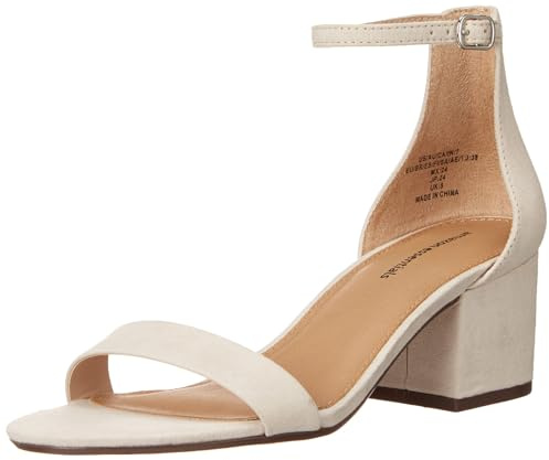 Amazon Essentials Damen Sandaletten mit Absatz und Zwei Riemchen, Elfenbein, 39 EU