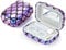 Muf Fish Scale Contact Lens Case,Portable Contact Lens Travel Kit with Mirror,Container,Tweezer,Contact Lens Solution Bottle,Compact Soak Storage Kit for Travel Outdoors Daily Use,Purple Sparkles