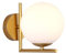 ZTTECH Applique Murale Boule en Verre Blanc, Globe en Verre Blanc avec Applique Murale à Base Dorée pour Chevet (Doré)