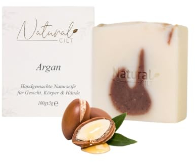 Natural Cilt Argan Seife - 100% Naturseife - ohne bedenkliche Inhaltsstoffe - Zertifiziert - Handgemacht - Duschseife für alle Hauttypen - Duschgel - Naturkosmetik