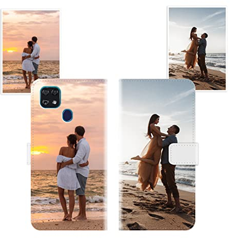 Sunrive Personalisierte hülle kompatibel mit ZTE Blade 10 Smart 2020 Handyhülle Benutzerdefiniert,Schutzhülle Lederhülle handykette universal Etui mit Eigenem Foto Bild Text Individuelle